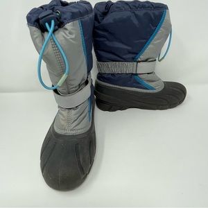 Sorel Flurry Youth Snow Winter Boots Blue Gray Black Lined Size 4